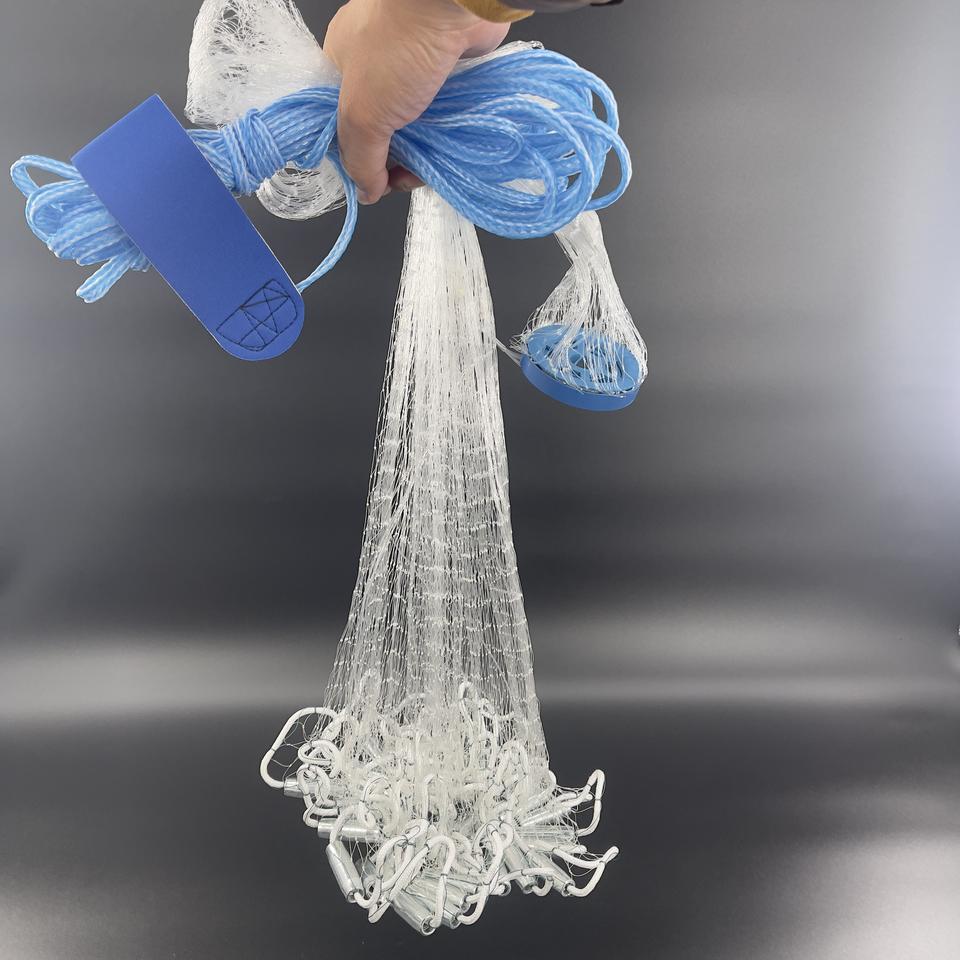 Nylon Hand Cast Net Set (Pair) — 3/8" Mesh with Ringed Lead Sinkers, Saltwater & Freshwater