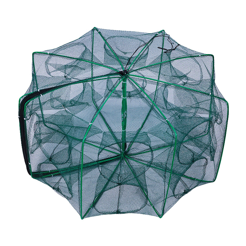 Foldable Reinforced Shrimp & Crab Trap — 8-Sided Umbrella Cage (Auto Open, Portable)