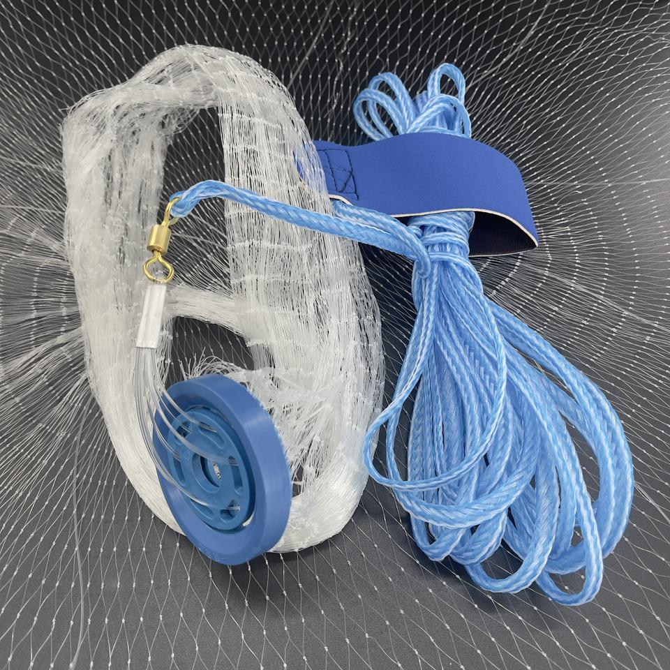 Nylon Hand Cast Net Set (Pair) — 3/8" Mesh with Ringed Lead Sinkers, Saltwater & Freshwater