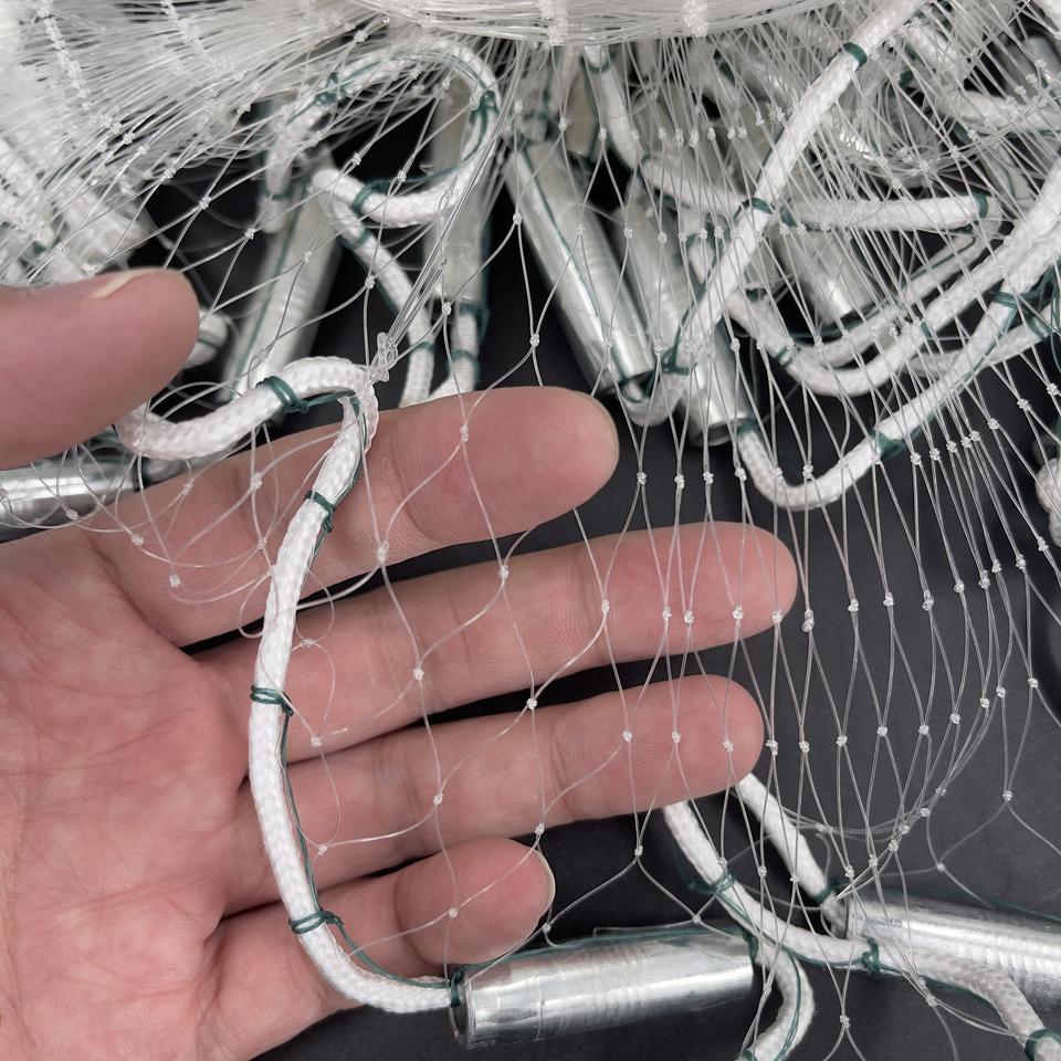 Nylon Hand Cast Net Set (Pair) — 3/8" Mesh with Ringed Lead Sinkers, Saltwater & Freshwater